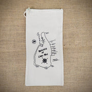 Natural, canvas wine bag that features a map of the Cape May beaches in black ink.