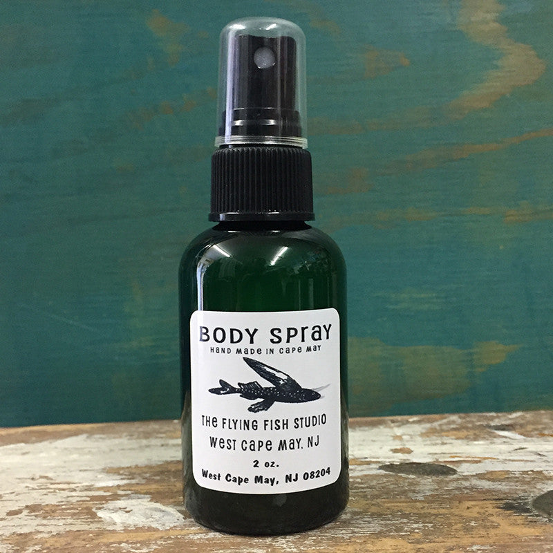 2 oz bottle of 'The Flying Fish Studio' body spray.