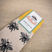 Close-up of Bee boot socks.