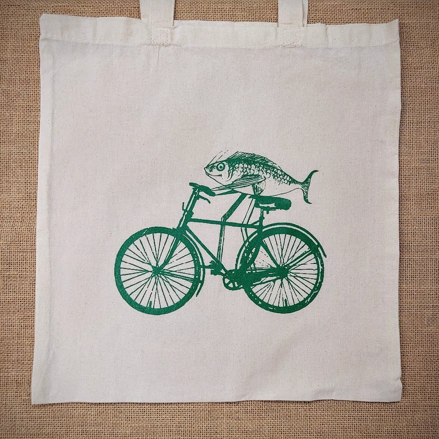 Fish on a Bike Tote Bag