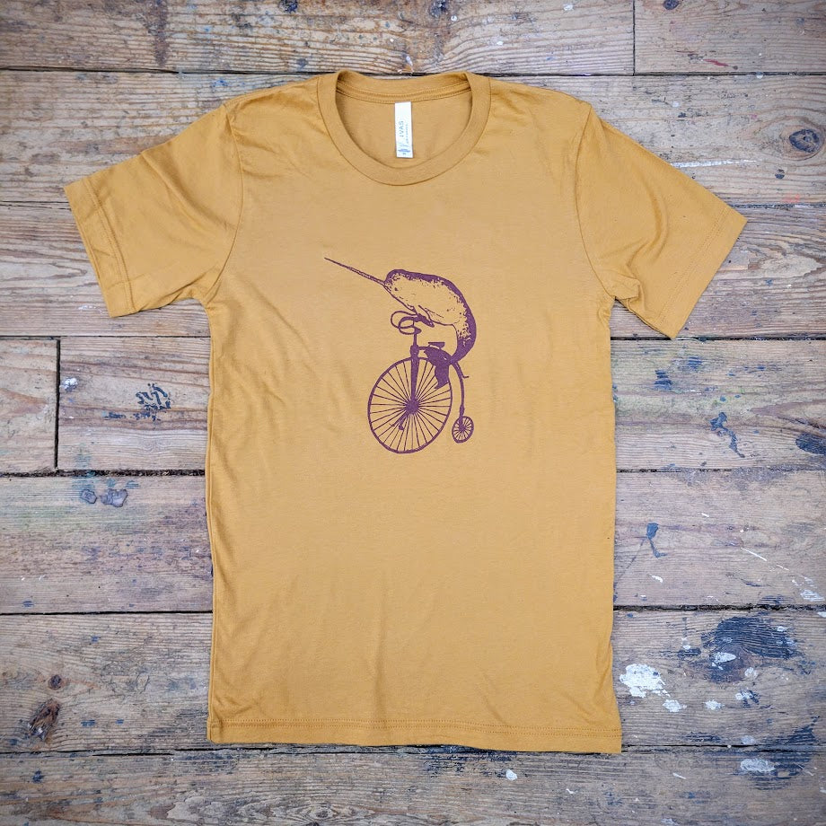 Narwhal on a Penny Farthing Short Sleeve Tee