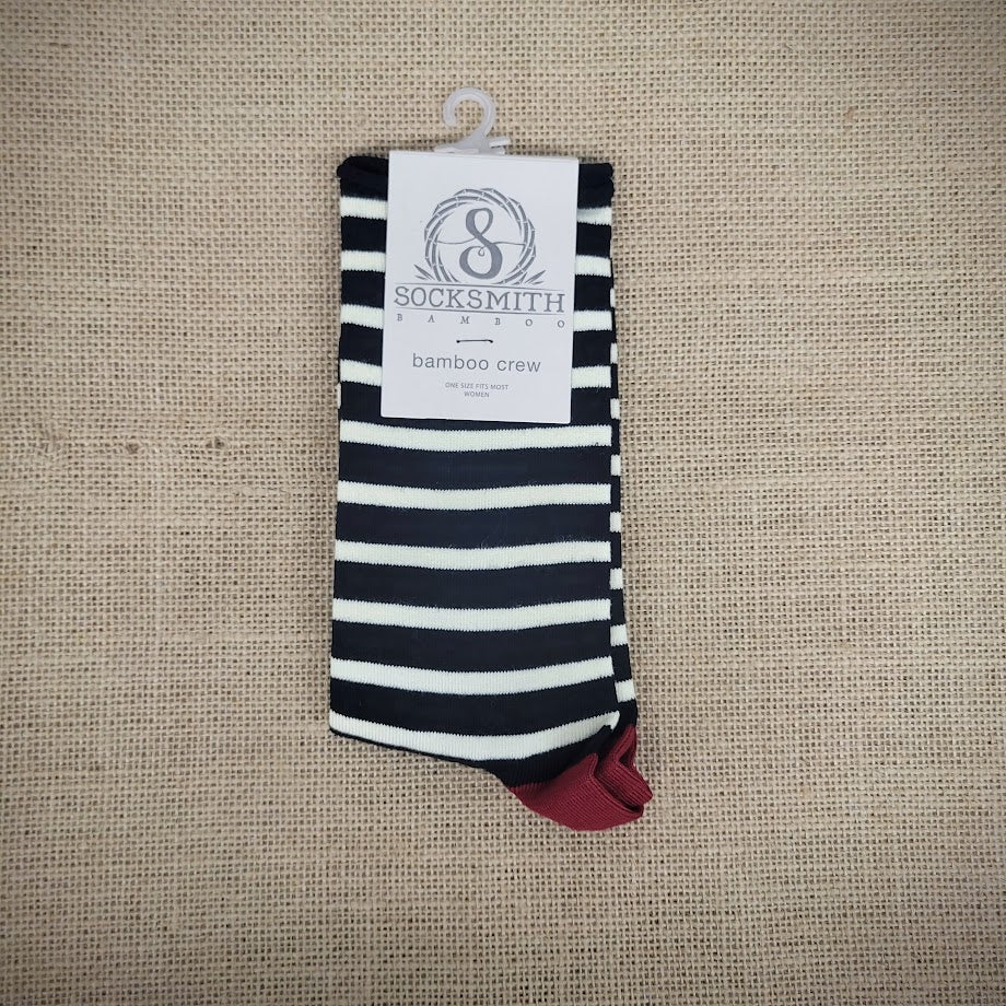 A pair of black & white stripe socks.