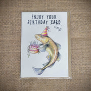 Personal notecard with 'Birthday Cod Fish' design on the front.