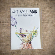 Personal notecard with a 'Get Well Soon!' design on the front.