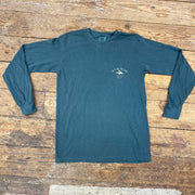 Blue long-sleeve featuring the 'The Flying Fish Studio' design on the left chest in cream ink.