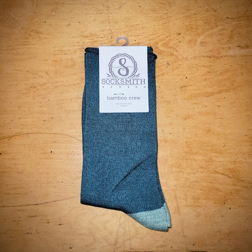 A pair of heather green socks.